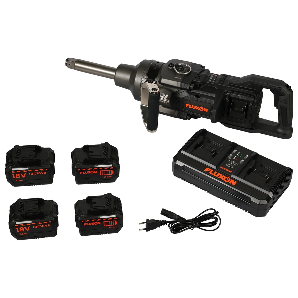 Fluxon cordless impact wrench 1” 4000 Nm incl. 4x 8 Ah batteries and dual charger (5)